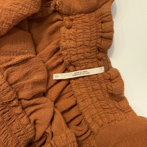 Free People Dress Size Small Delphine Midi Tank Smocked Cotton Billowy Sienna - Picture 13 of 15